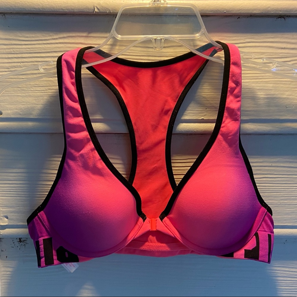 PINK sports bra snap front
